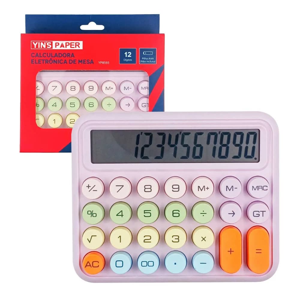 Calculadora de Mesa Colorida 12 Dígitos YIN'S