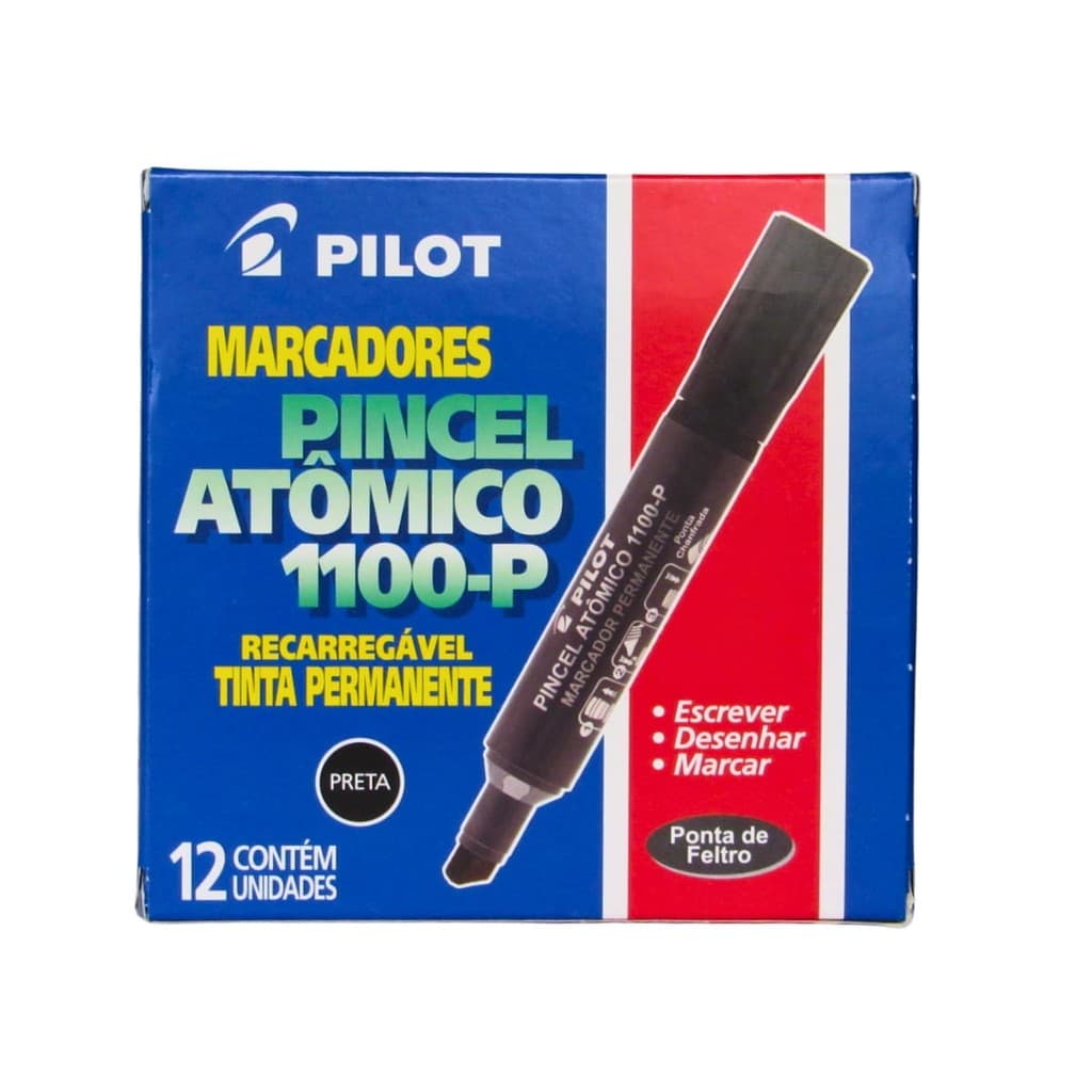PINCEL ATOMICO 1100 CANETÃO PRETO RECARREGAVEL PERMANENTE PILOT