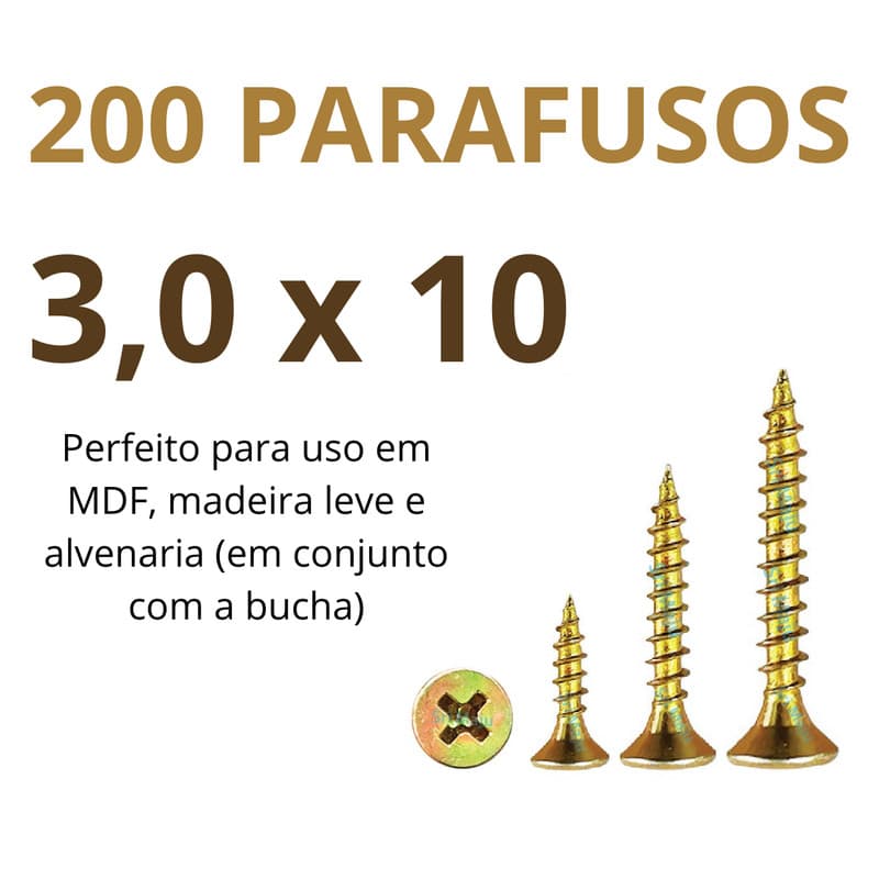 Parafuso Philips 3,0x10 3,0 x 10 (1 cm de comprimento) Chipboard Fixer Chata Madeira MDF Alvenaria