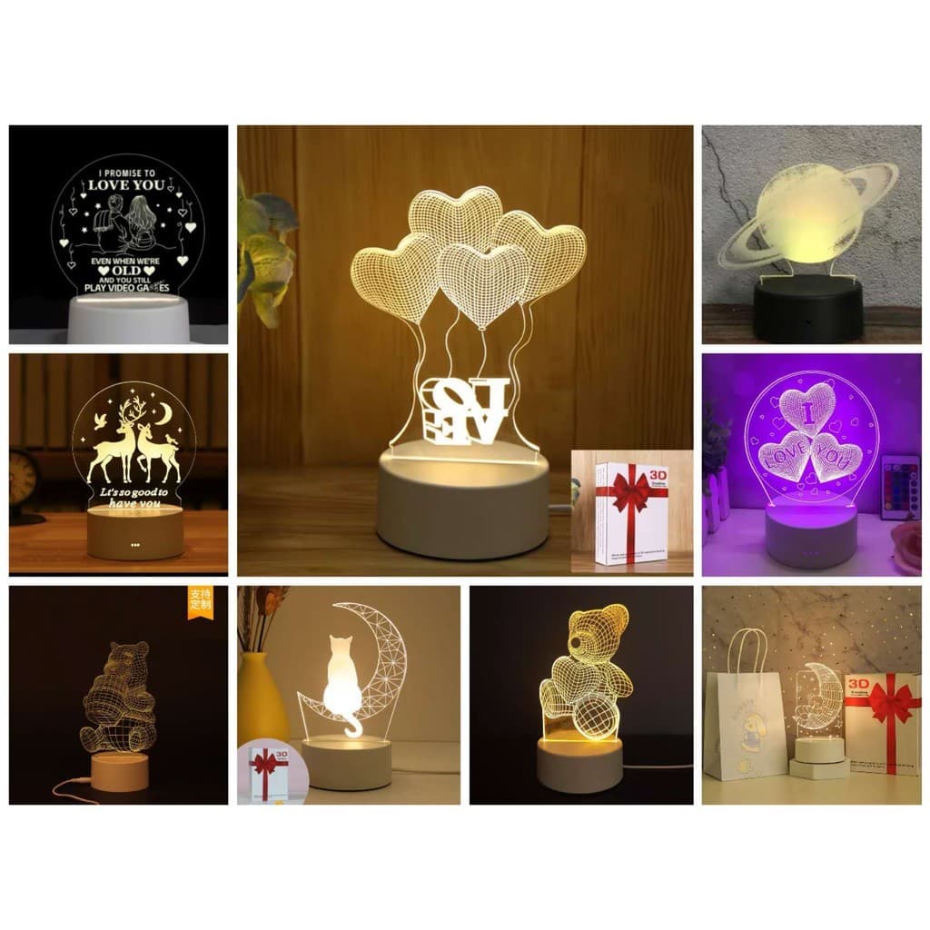 Luminária decorativa Mesa de LED 3D Criativa Luz Noturna Decorativa