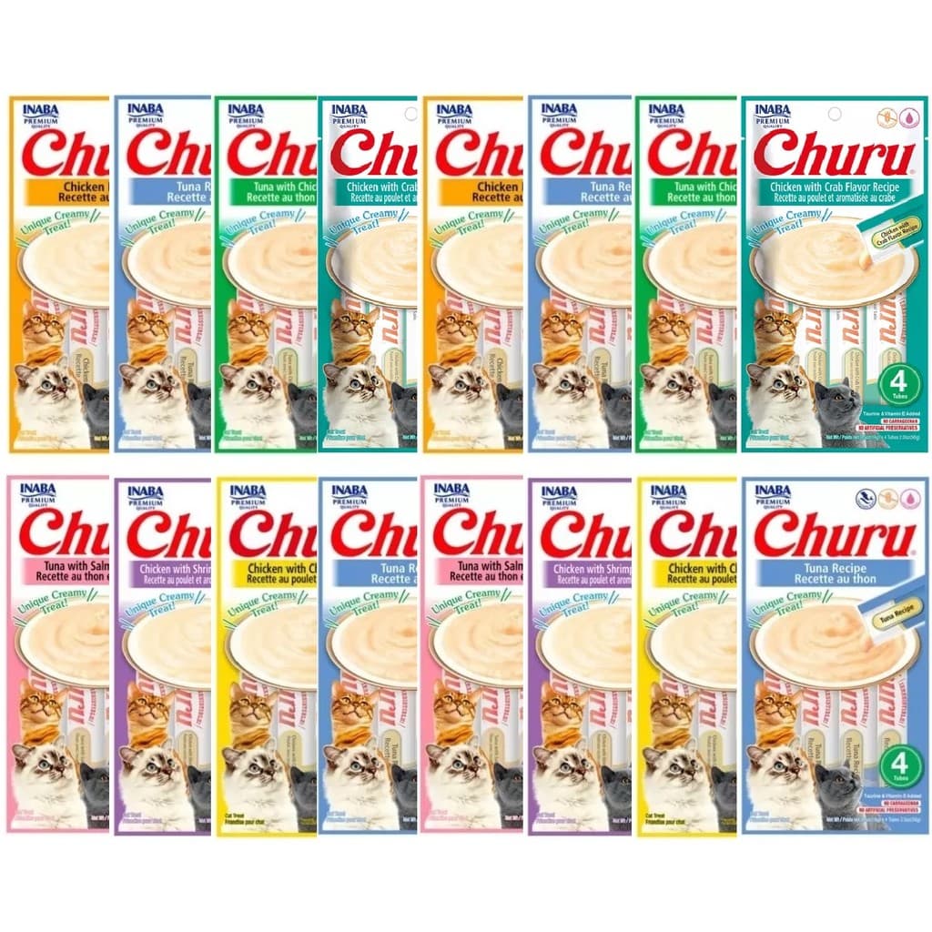 Churu para Gatos Ração úmida pastosa Inaba Foods Pate para Gato Premium - Kit  16 Pacotes