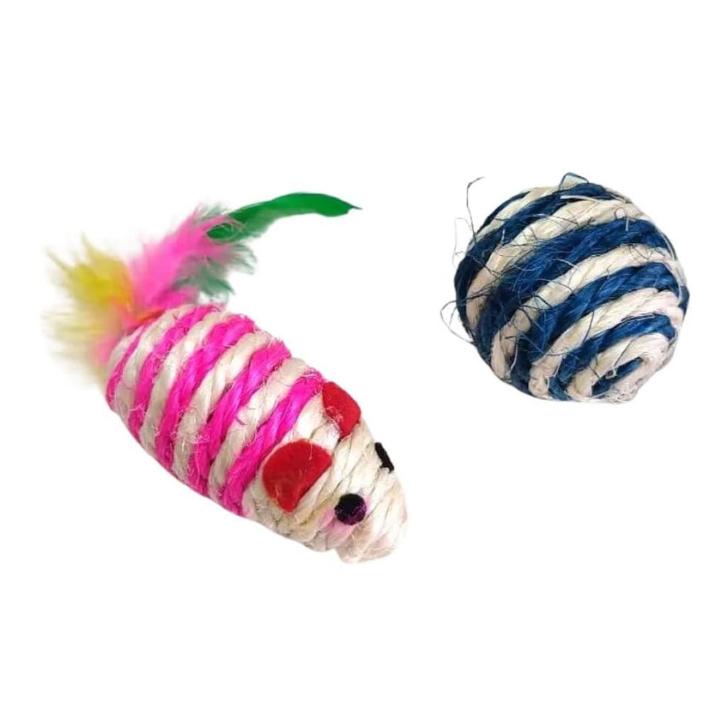 Brinquedo Ratinho E Bola Sisal Com CatNip Para Gato (cores sortidas)