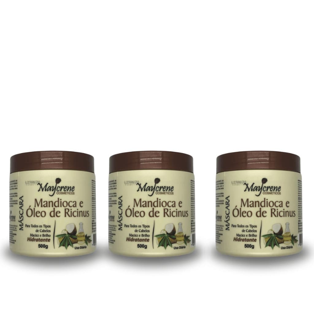 Kit Mandioca 3 Máscaras de 500g - Anti Queda e Fortalecimento