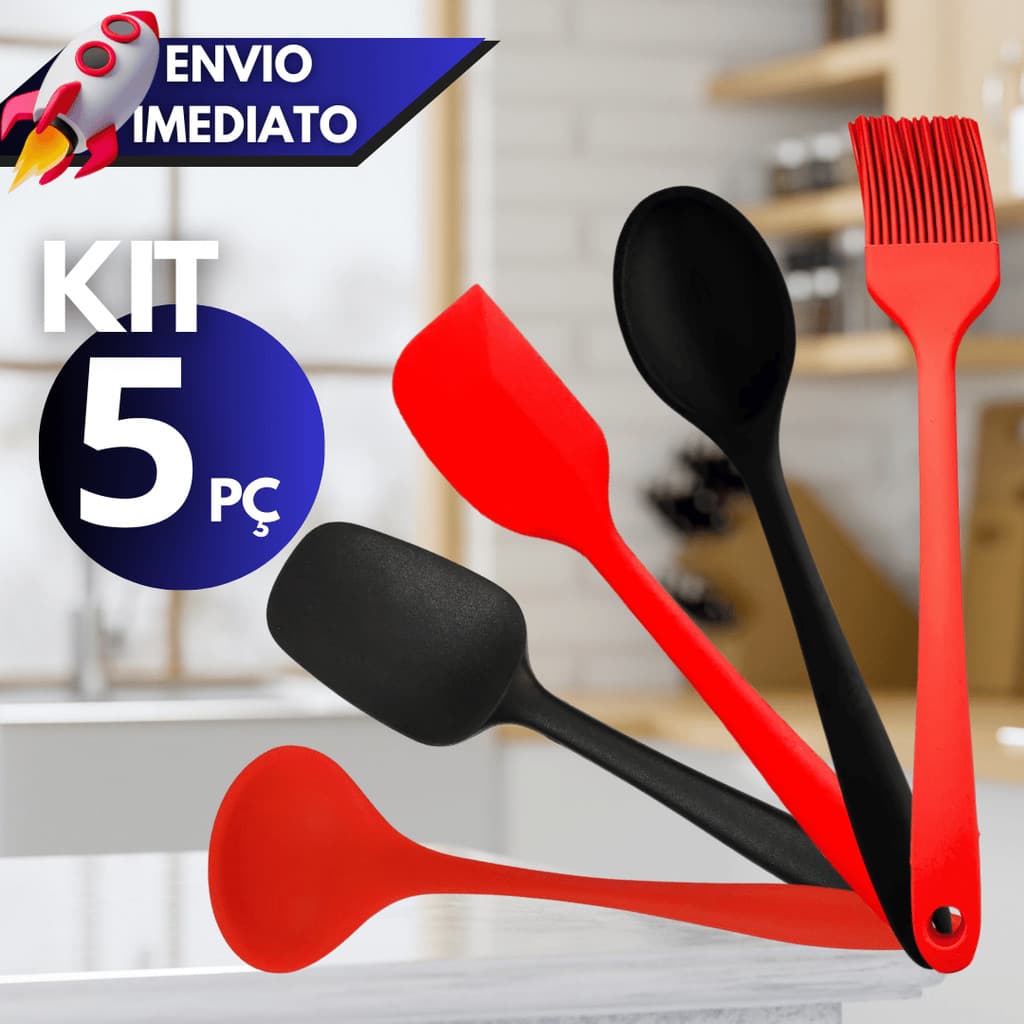 Kit 1/2/3/4/5 Peças Silicone Concha Feijão/Colher Espátula/ Colher Curva/Pincel e Espátula Reta