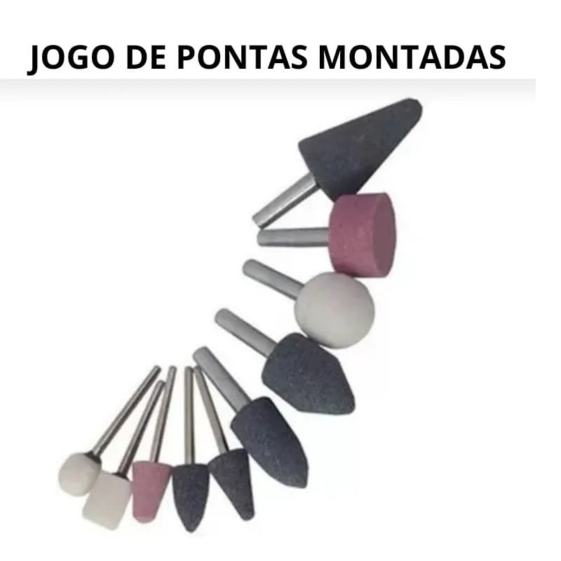 Kit Jogo de Ponta Montada 10 Pçs Jogo Pedras De Moagem Para Furadeira Desbaste