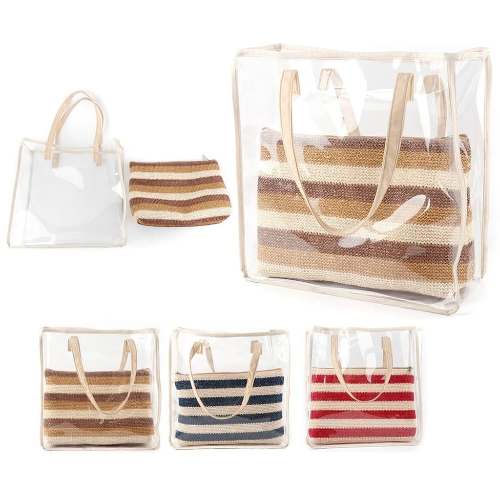 Bolsa de Praia 2 em 1 Grande Impermeavel PVC com Alça e Ziper