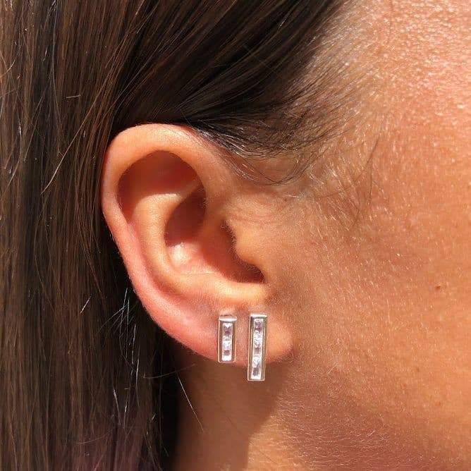 Duo Palito Baguete Cristal Prateado