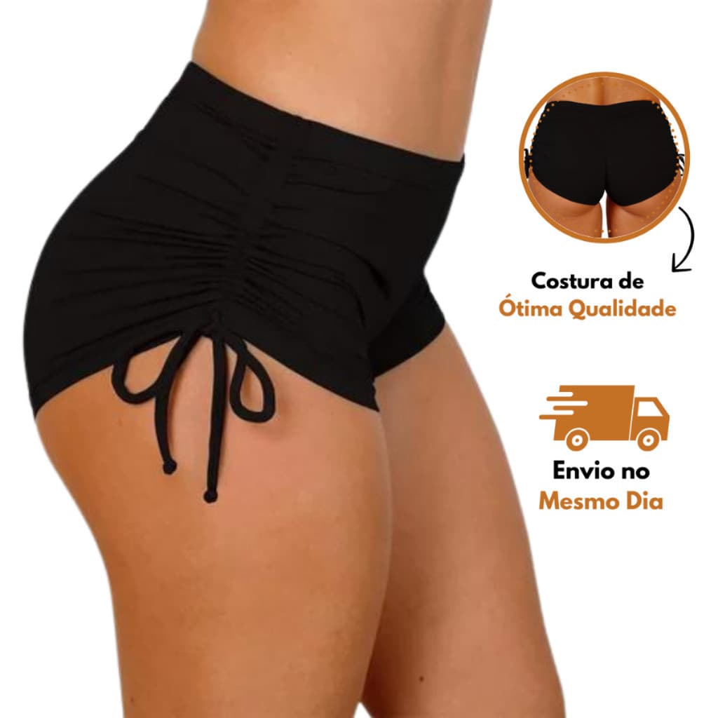 Shorts Fitness Empina Bumbum com cordinha Lateral Moda Feminina Academia Treino