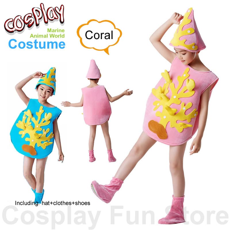 Fantasia de Cosplay de Animais Marinhos e Corais para Crianças, Roupa de Performance Infantil, Estrela-do-mar, Conchas,
