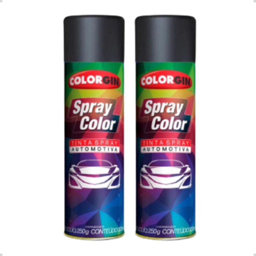 Kit Tinta Spray Automotivo Colorgin Preto Fosco C/2