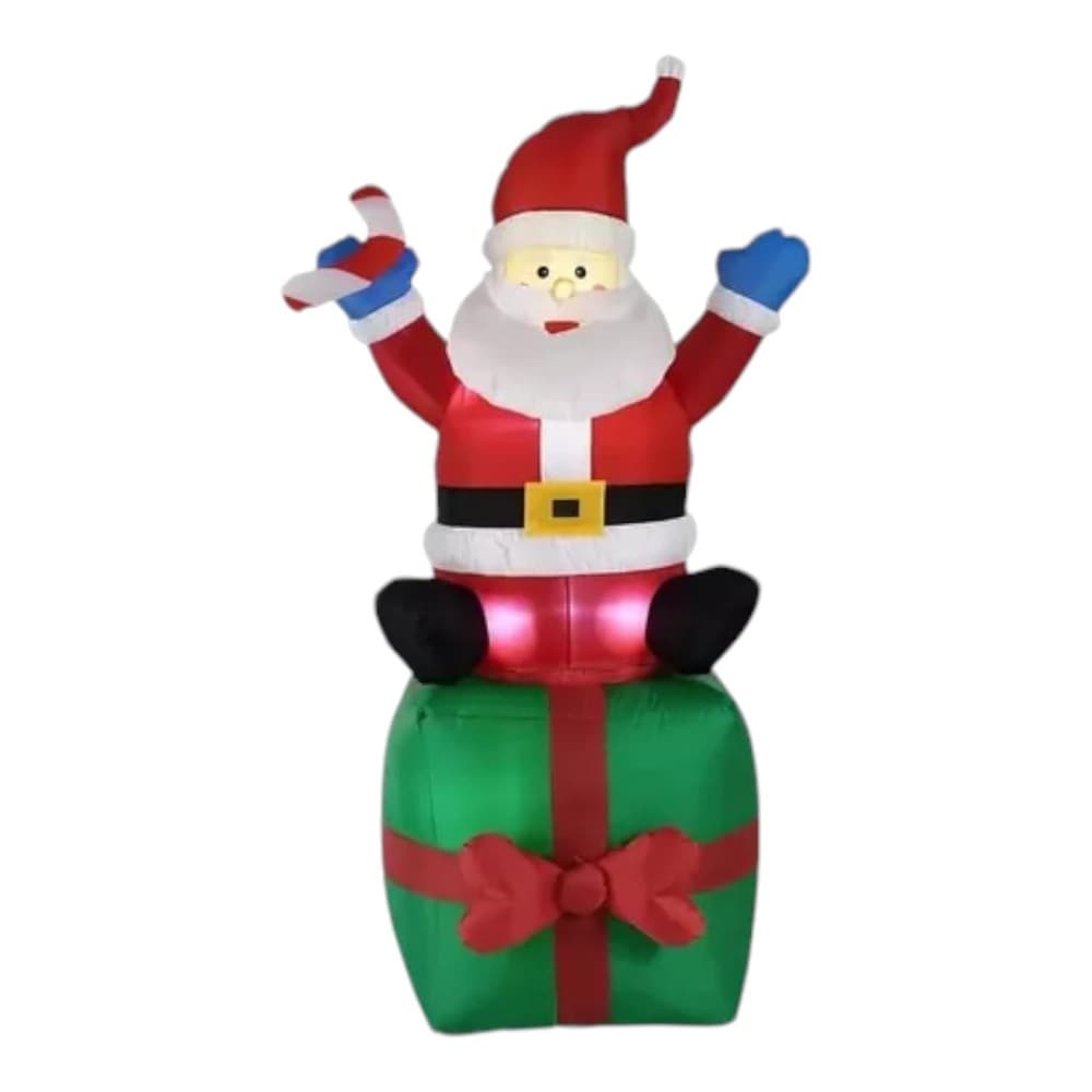 Papai Noel Caixa Presente Inflável 1,80mt Natal Led Bivolt