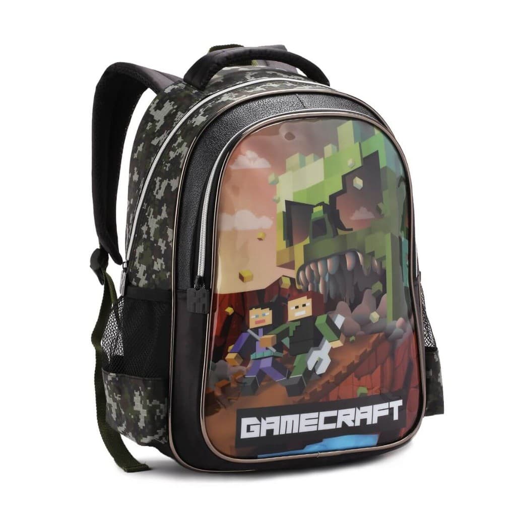 Mochila Infantil Escolar Gamecraft Zombie Preta