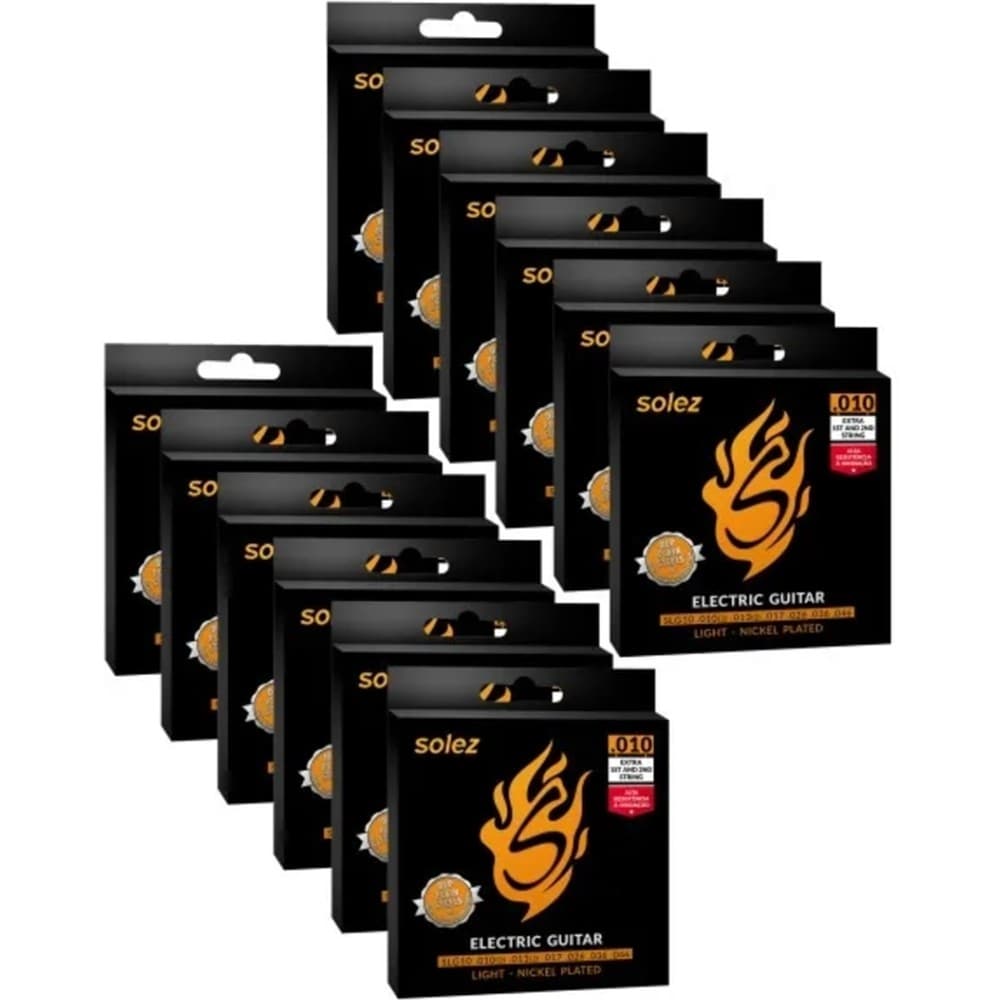 KIT ENCORDOAMENTO GUITARRA SOLEZ SLG10 DLP 0.010 - 12 UNIDADES