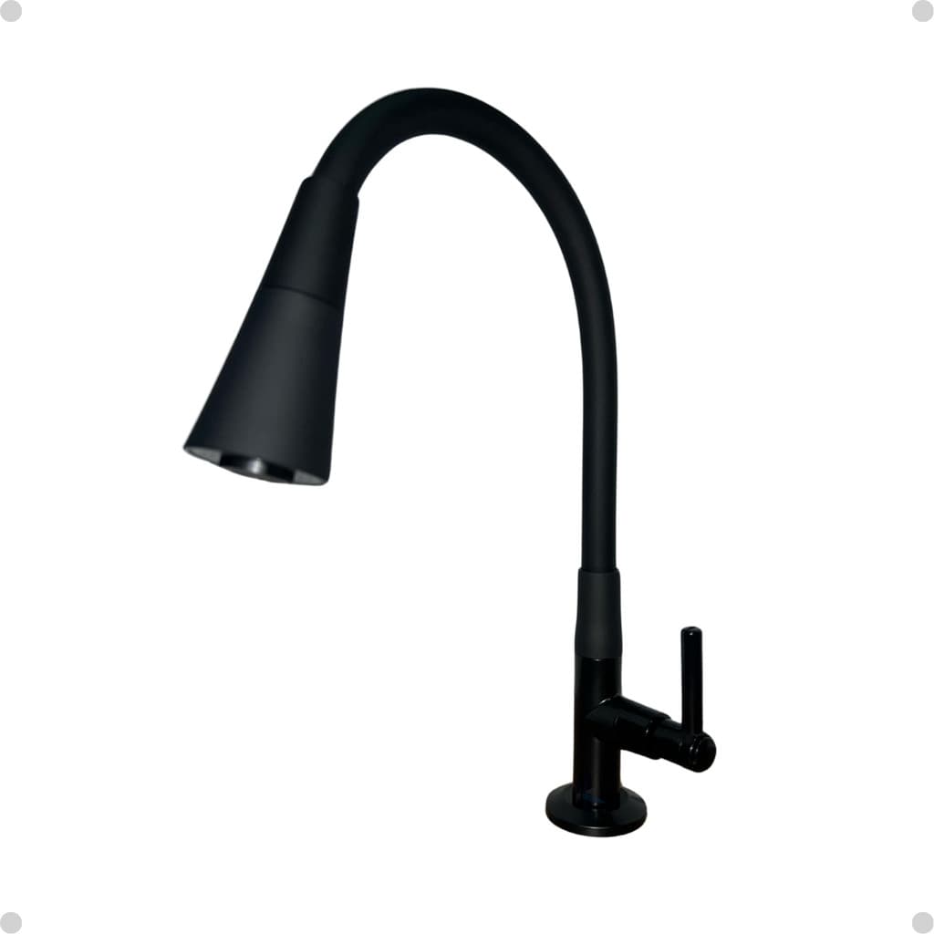 Torneira Gourmet Preta Bancada Pia Flexível 2 Jatos Cone