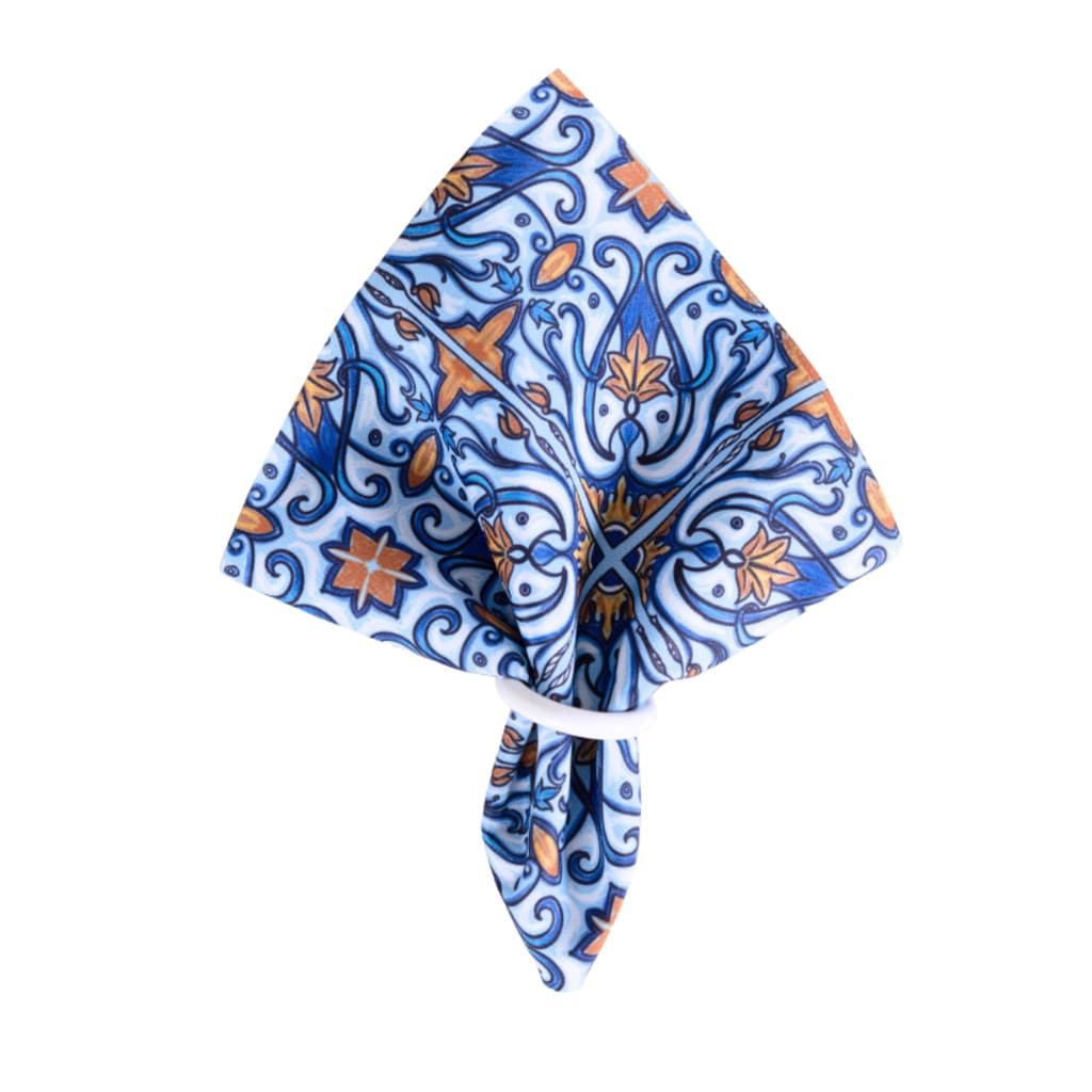 Kit Guardanapo de Tecido 35x35cm Azulejo Azul Mesa Posta