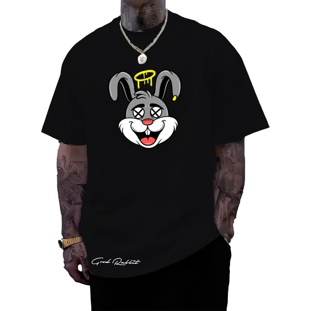 Camiseta Unissex " Good Rabbit " 100% Algodão Alta Qualidade Tecido Premium