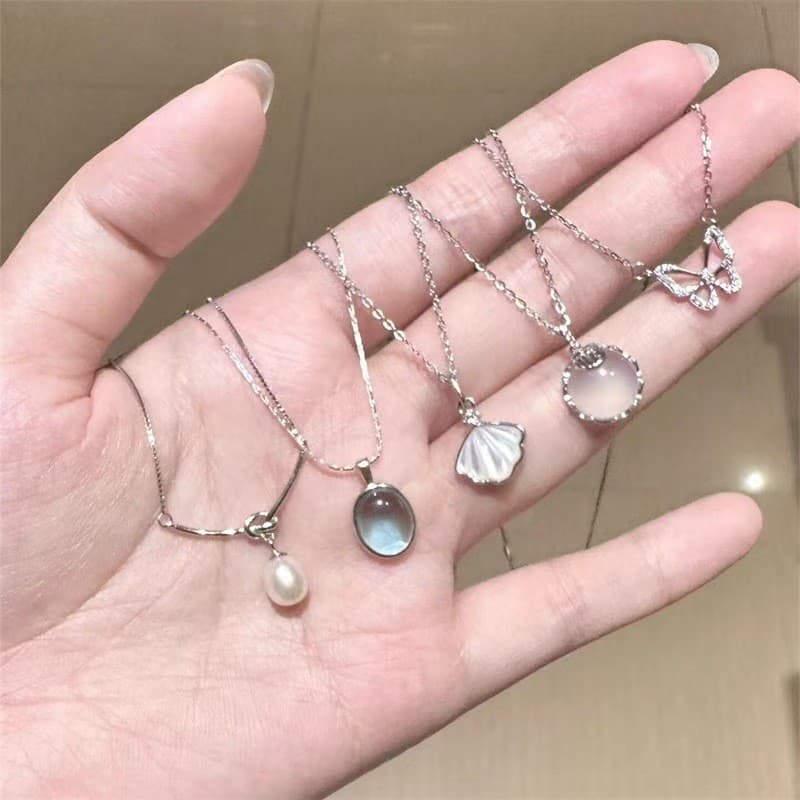 Colar De Zircônia De Alta Qualidade Com Pingente De Pedra Da Lua E Arco Para Uso De Joias Femininas Como Um Presente , A