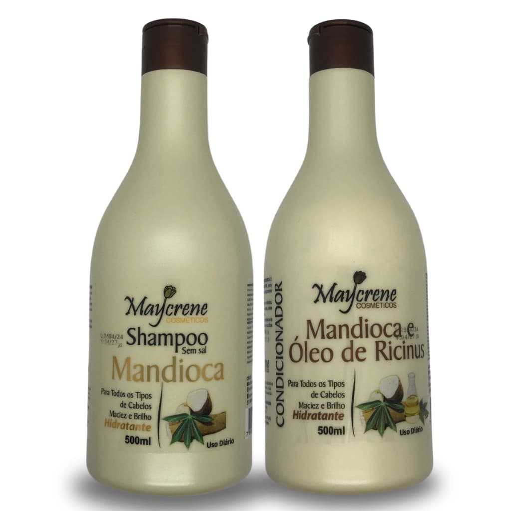 Kit Shampoo + Condicionador Mandioca - 500ml  Maycrene Repara Fios