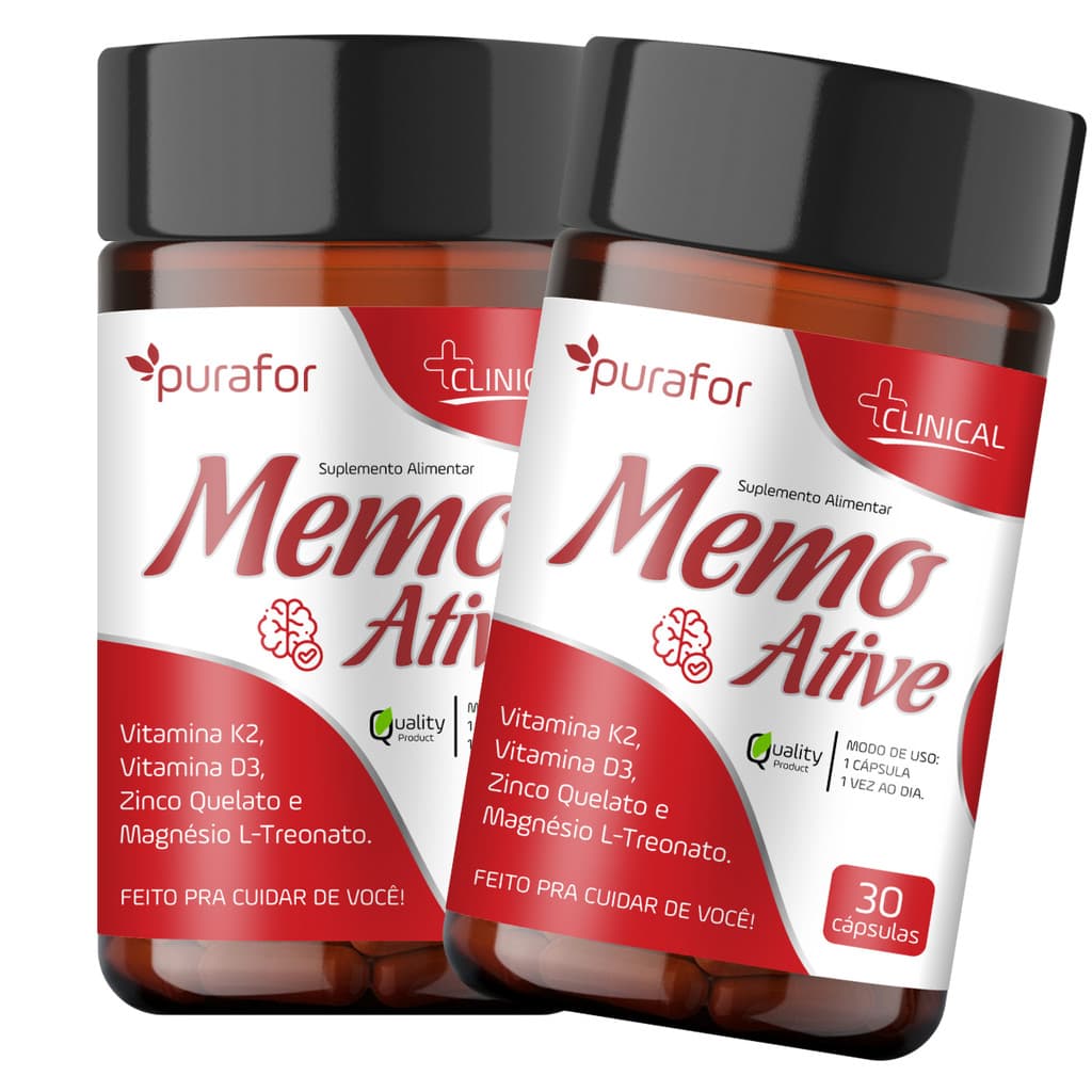 Suplemento Memo Ative PuraFor – 30 Cápsulas para Saúde Cognitiva
