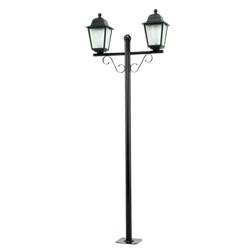 Poste Com Tubo Em Alumínio Preto 2 Lâmpadas E27 117PR Iluminação Jardim Pátio Área Externa Dital  Click Injet