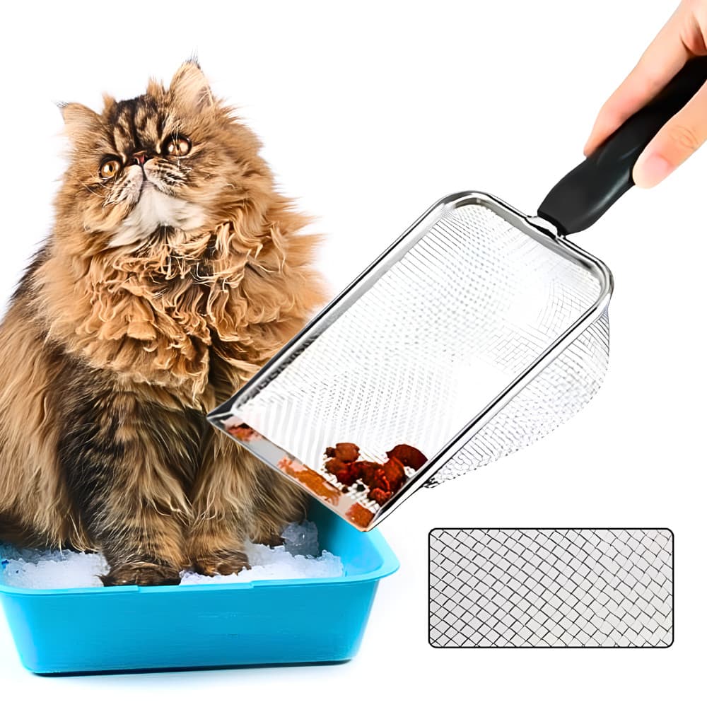 Pá Higiênica De Areia Para Gatos Peneira Coletora Aço Inox Cor Prateado