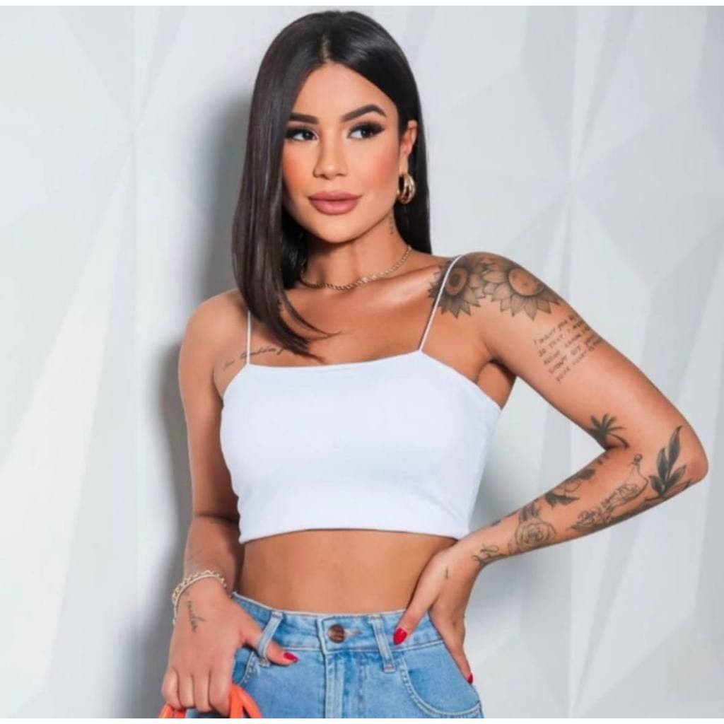Cropped Top Alcinha Fina Feminino Top Faixa Tecido Duplo Suplex