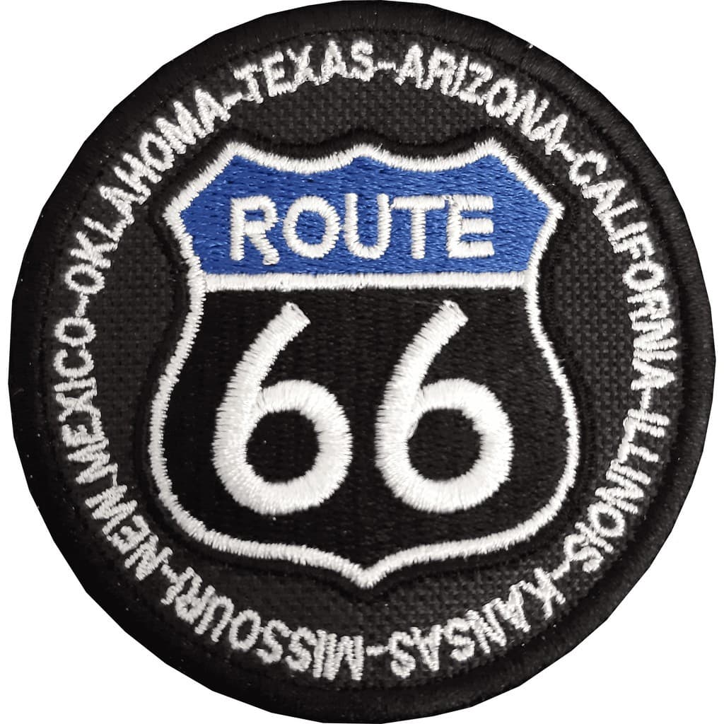 Patch Bordado Rota 66 Azul C/cidades Motociclista P/jaqueta Rt20