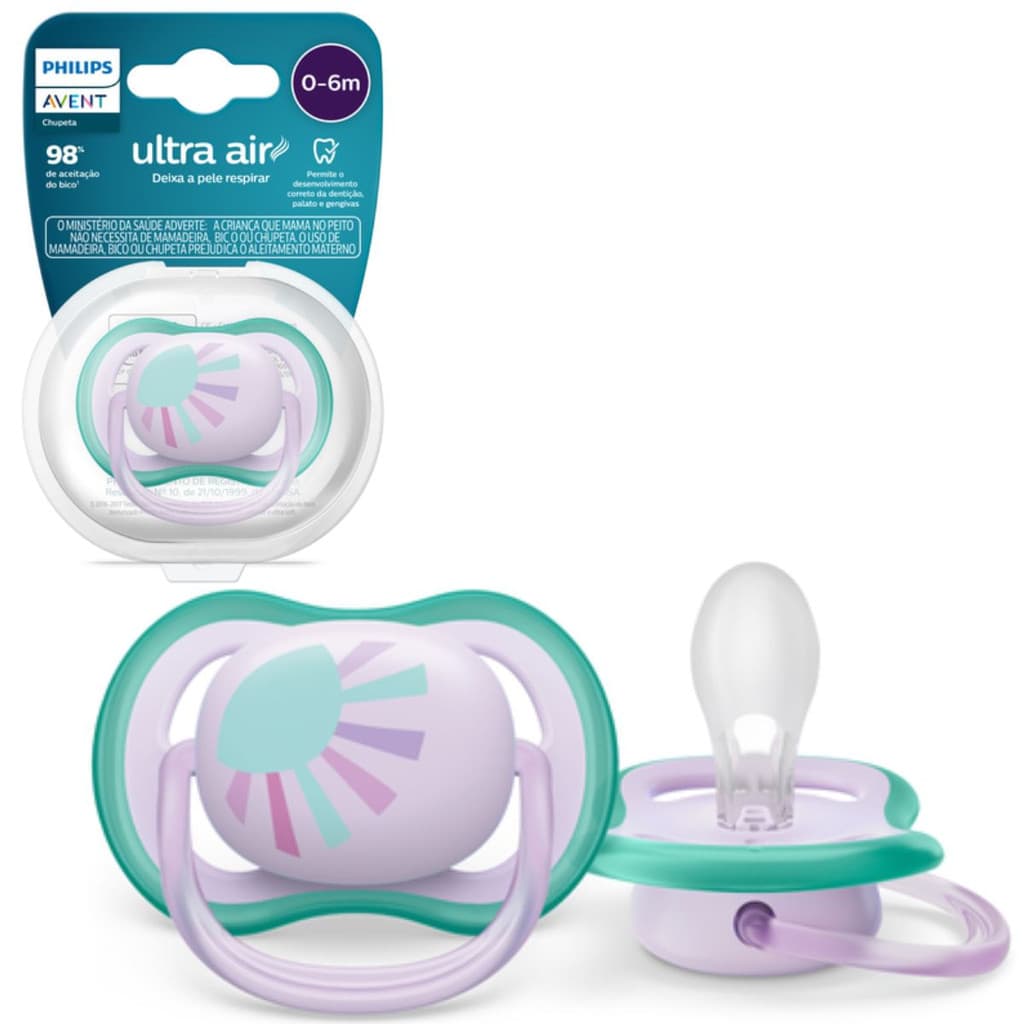 Chupeta Ultra Air Decorada Sol Rosa 0-6 meses -Philips Avent