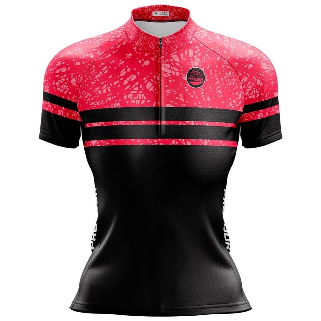 Camisa Ciclismo Feminina Dry Fit com Proteção UV Bike MTB Speed Manchinha Rosa