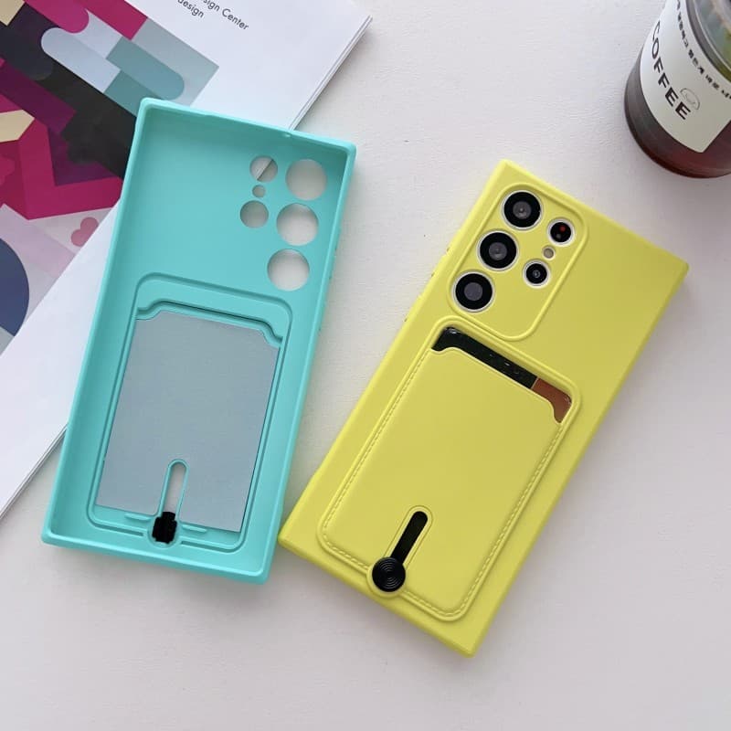 Capa Carteira Com Suporte Para Cartão De Pressão Samsung Galaxy S25 S24 FE S23 S22 Ultra Plus A55 A35 A53 S25 + S25plus