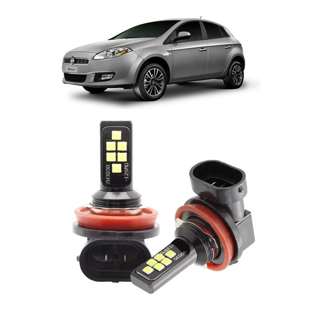 Par Lampada LED Bulbs Farol Milha Fiat Bravo 2010 2011 2012 2013 2014 2015 2016 2017 6000k