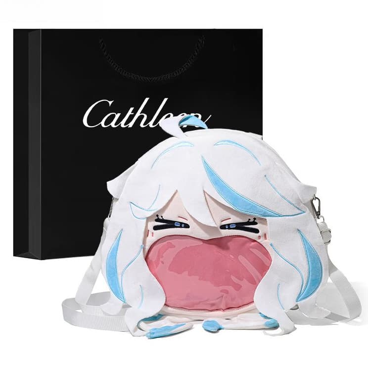 Mochila de veludo Furina de Genshin Impact, bolsa escolar para guardar bonecas, bolsa transversal de pelúcia Focalors, m