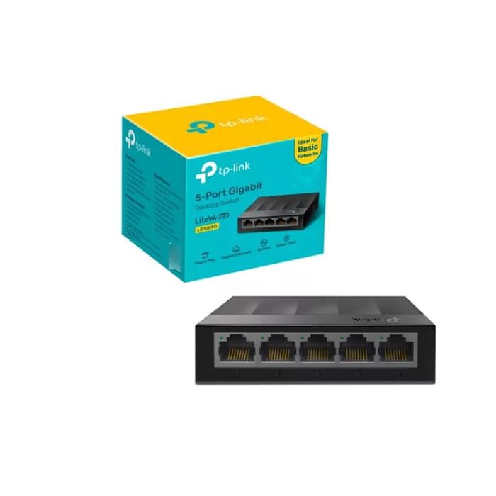 Switch Gigabit 5 Portas LS1005G 1000Mbps Mesa Rede Ethernet Plug and Play Gamer CFTV Original
