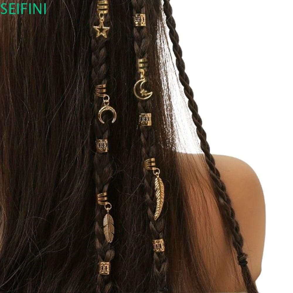 SEIFINI 26 Peças De Contas De Dreadlocks , Trança De Cabelo Dourada E Prateada , Anel Vazado , Tubos De Para Cabeça