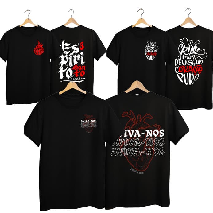 Camiseta Preta Infantil Gospel Jesus Cristo Diversas estampas do 2 ao 16