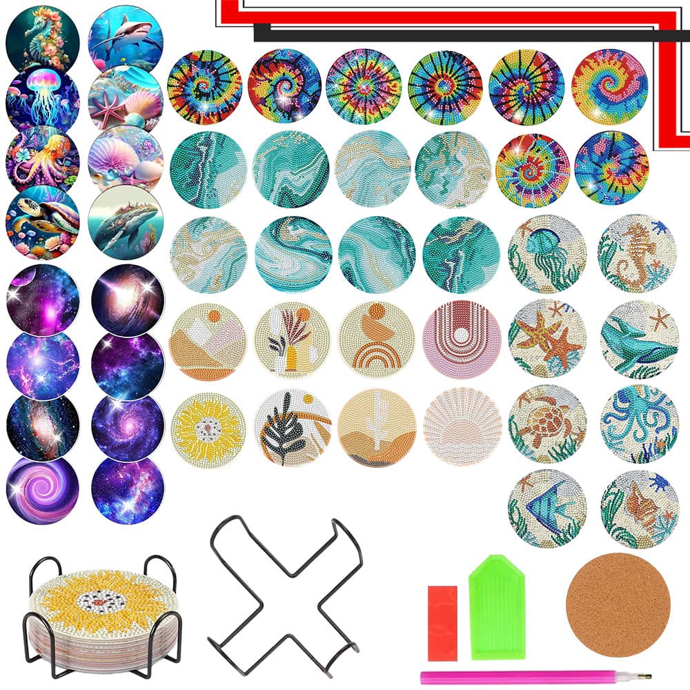 Conjunto de 8 peças de bases para copos de arte em diamante Pintura de arte em diamante