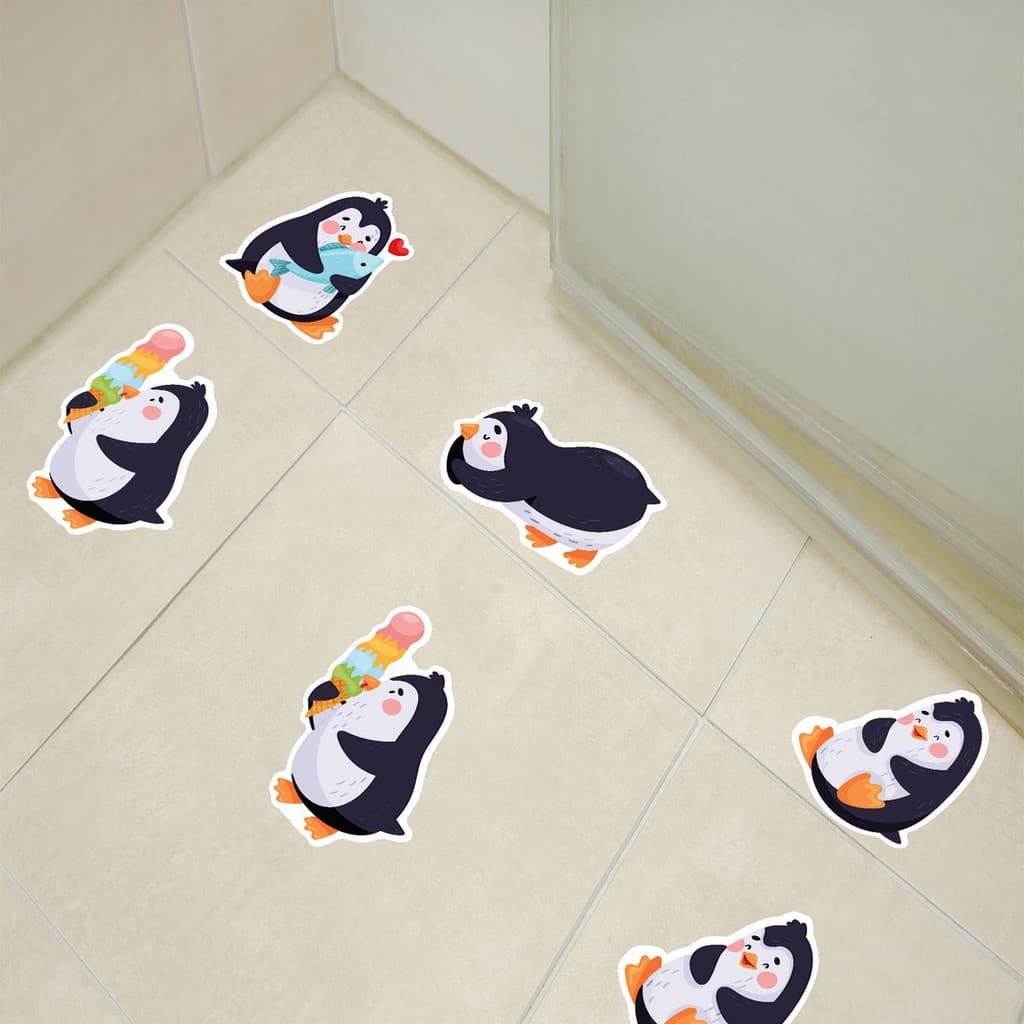 Adesivo Para Piso Antiderrapante Banheiro Pinguins