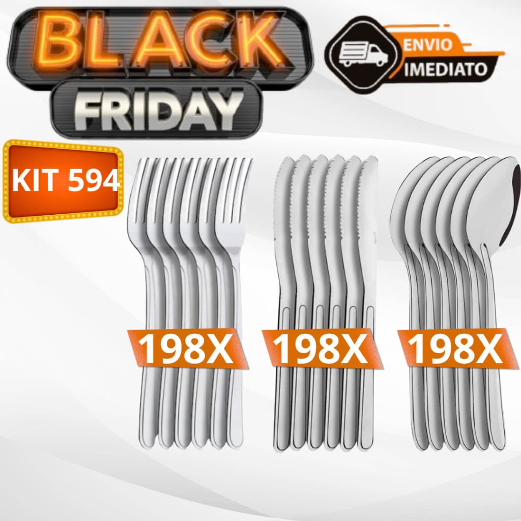 Kit 594 Talheres 198 Garfos 198 Colheres e 198 Facas Em Aço Inox De Alta Qualidade Envio Imediato e rápido.