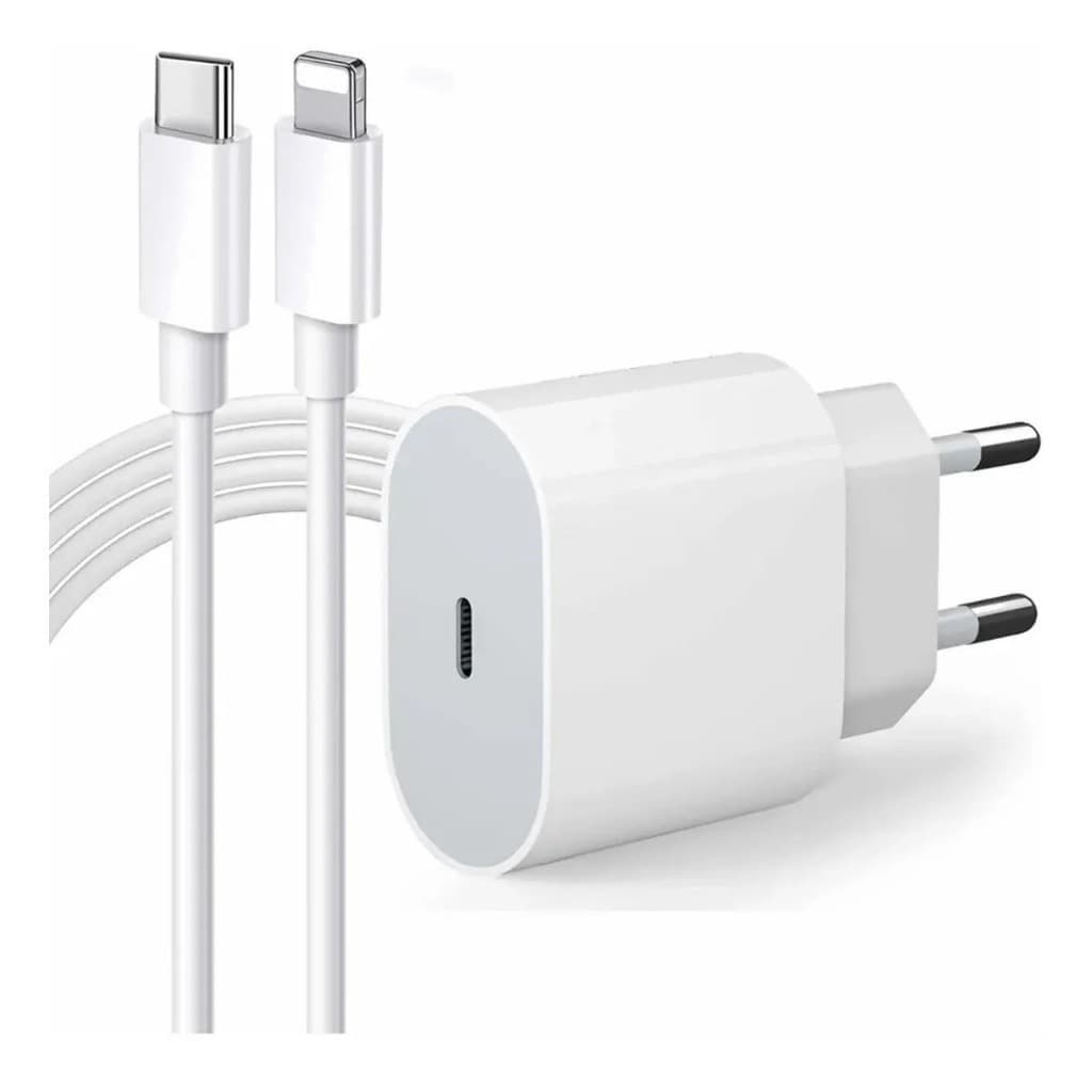 Kit Carregador De iPhone Fonte com Cabo Carregamento Rápido 1m PD 20w