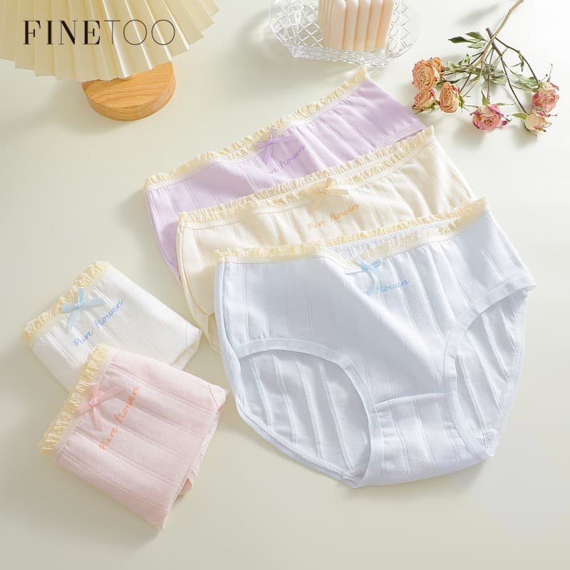 FINETOO Cuecas Femininas Coloridas Pastel Com Detalhes De Renda Macias E Confortáveis