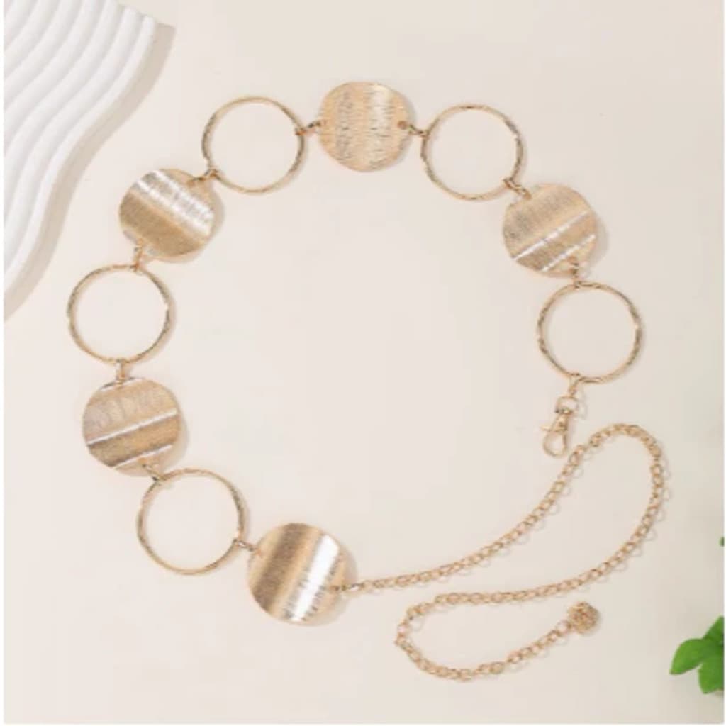Cinto corrente Moda dourado prata largura 5.5 cm