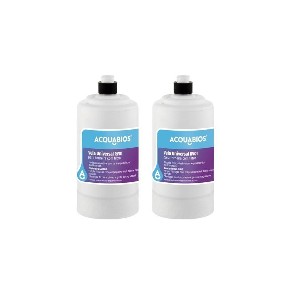 KIT 02 UN Refil Universal RV 01 Acquabios 20L/h Carvão Ativado