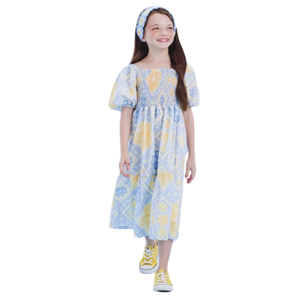 Vestido Midi Estampado Em Lastex
