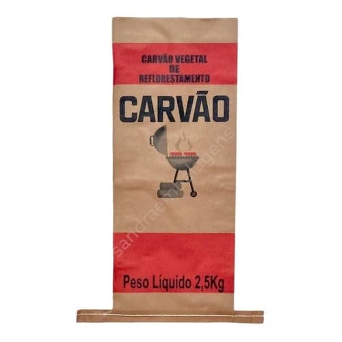Embalagens Carvão 2,5kg Kraft Costurado - Kit 100 Unidades