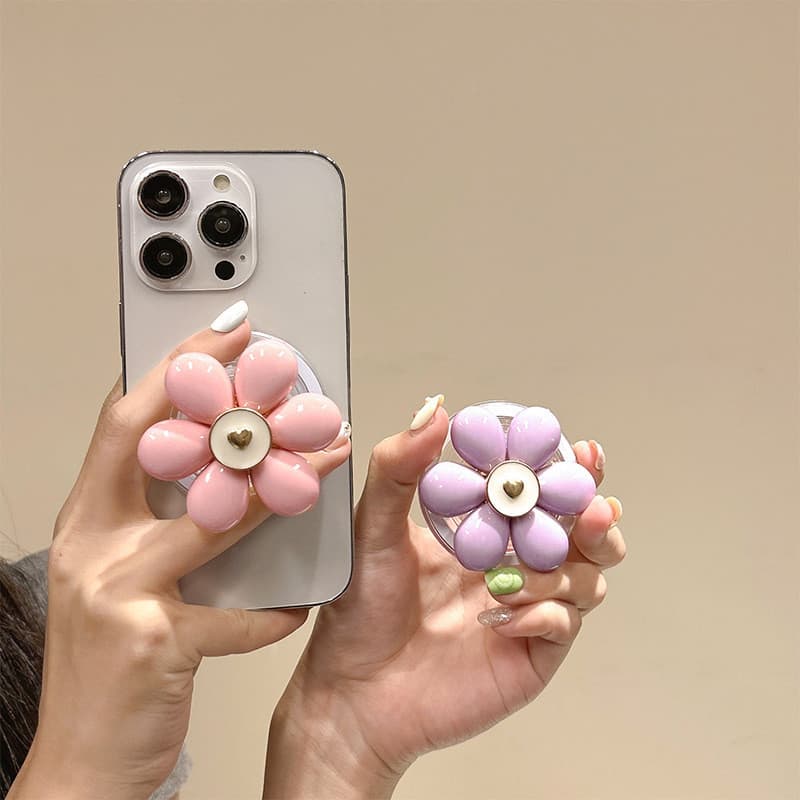 Cor 3d Flor Redonda Suporte De Telefone Magnético Para IPhone 16 15 14 13 12 Pro Max 14 Plus Dobrável Pop Anel Aperto Me
