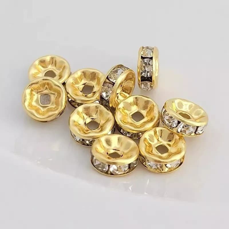 Rondelle Com Strass - 8mm- 50pçs Fazendo Joias
