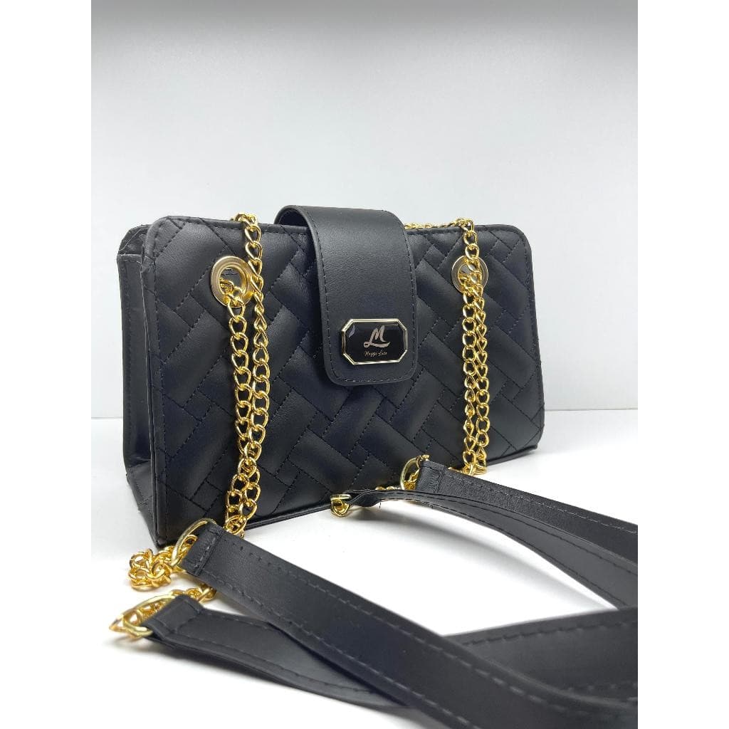 Bolsa Feminina Preta/Branca e Estampados Transversal Bag Beverly