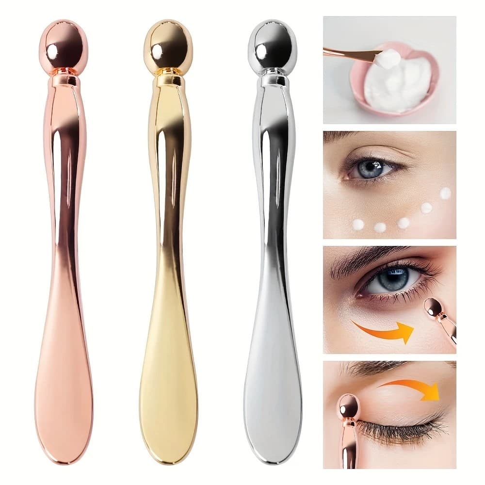 Aplicador De Creme Para Os Olhos De Liga Metálica/Colher De Máscara Facial De Rolo/Varinha De Massagem/Massageador Femin