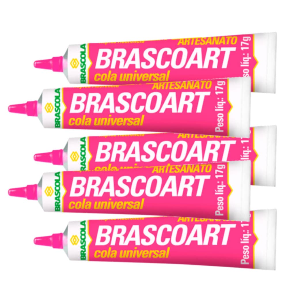 Kit 5 Cola Universal Brascoart 17g | BRASCOLA  – Adesivo Versátil para Diversas Aplicações