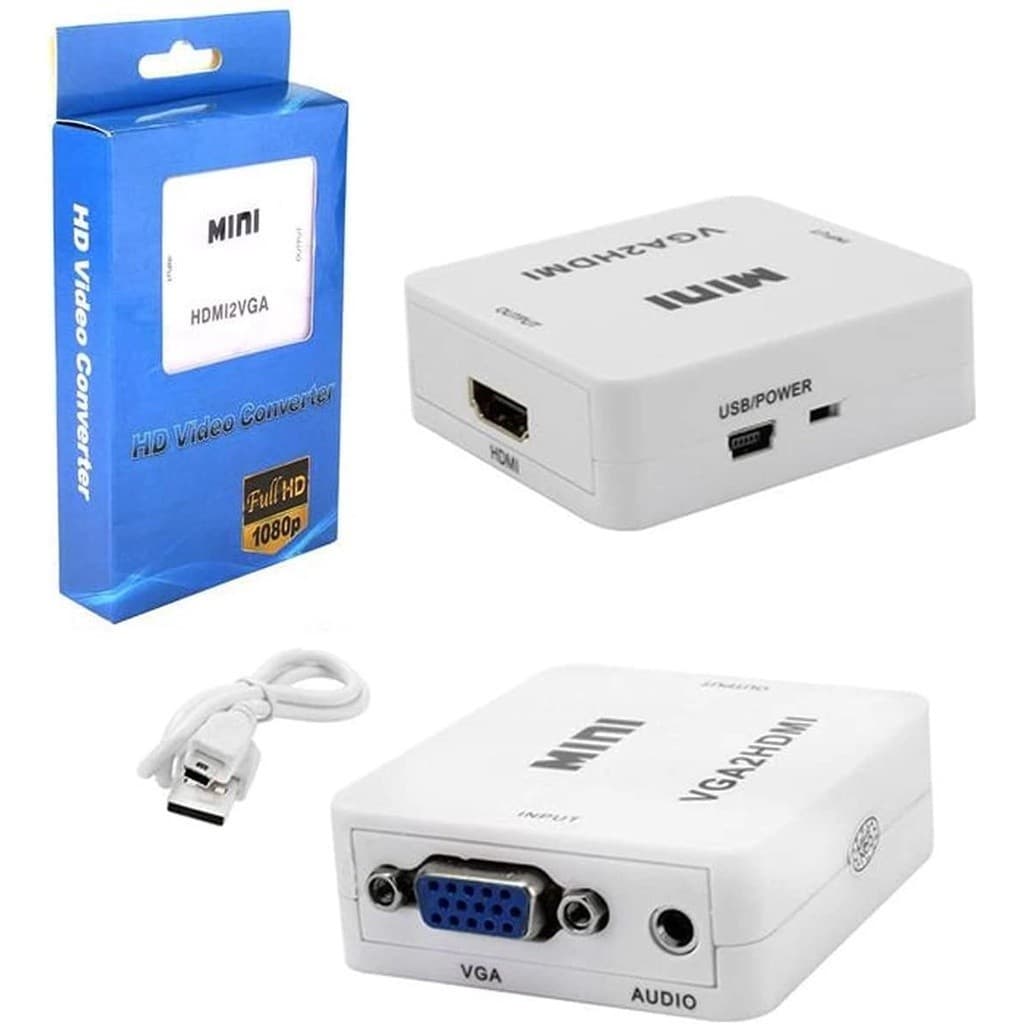 Mini Conversor Adaptador HDMI para VGA + Áudio